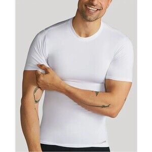 Copper Infused White Nylon Spandex Sports Base Layer Compression Shirt Large NWT